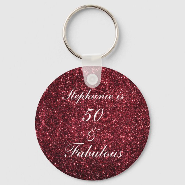 Porte-clés 50 Et Fabuleux Anniversaire Rouge Bourgogne Partie (Recto)