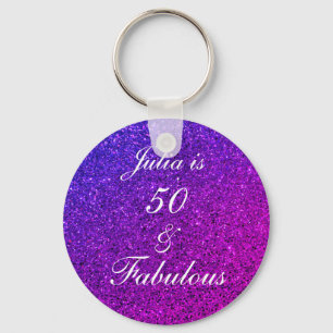 Porte-clés 50 Et Fabulous Anniversaire Pink Purple Parties sc