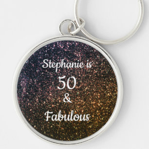 Porte-clés 50 Et Fabulous Birthday Black Gold Parties scintil