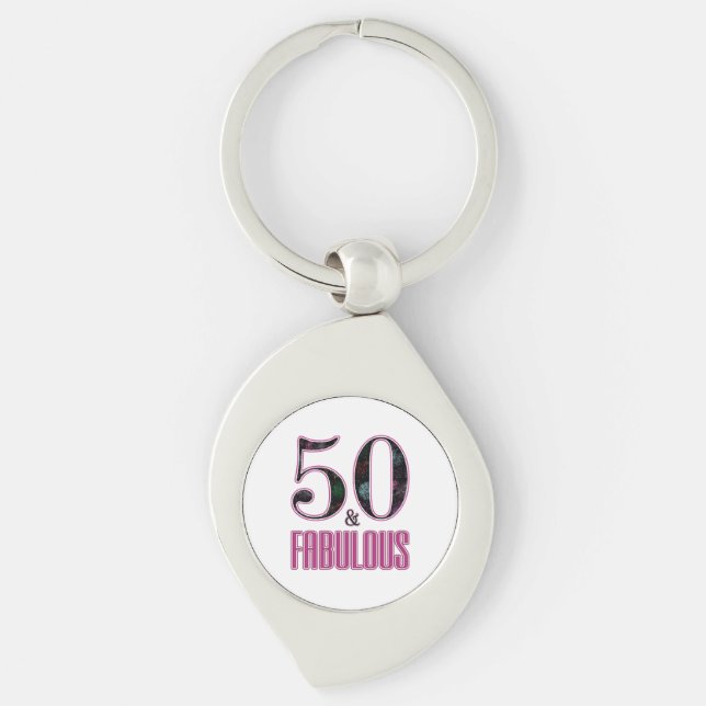 Porte-clés 50 & Fabulous Pink Black Typographie 50e anniversa (Devant)