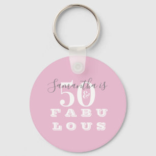 Porte-clés 50e anniversaire 50 fabuleux rose gris