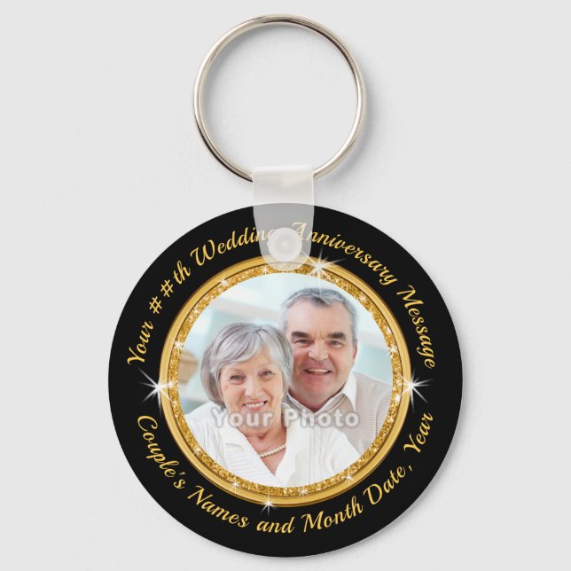 Porte-clés 50e anniversaire Black and Gold Party Favors (Recto)