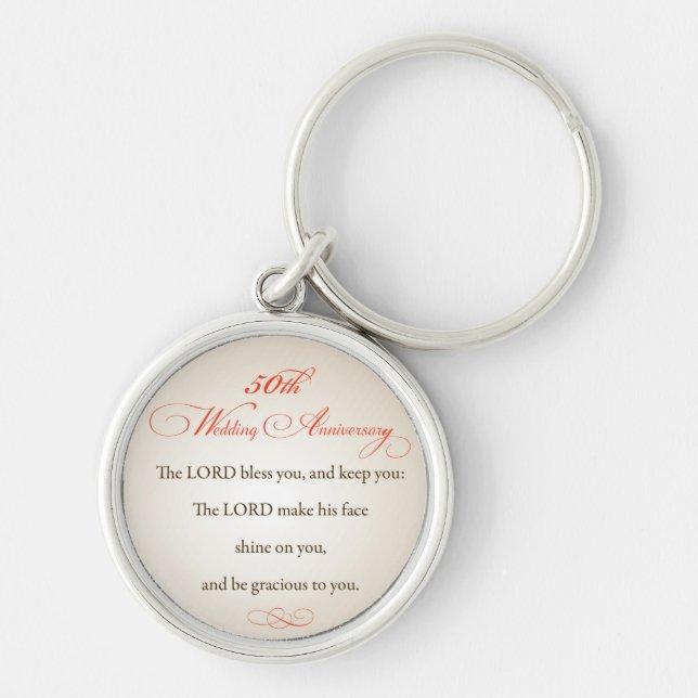 Porte-clés 50e anniversaire de mariage, Dieu bénisse (Devant)