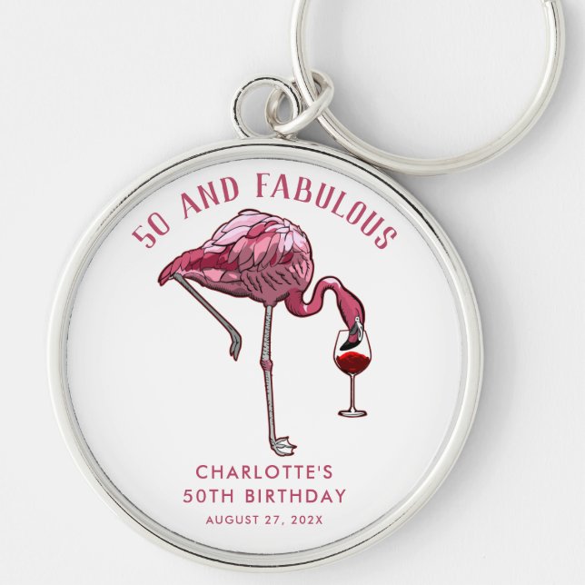 Porte-clés 50th Birthday Pink Flamingo Novelty Swag (Devant)