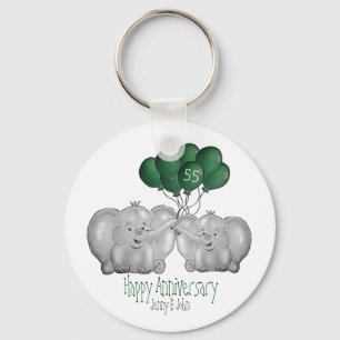 Porte-clés 55e anniversaire du mariage d'éléphants