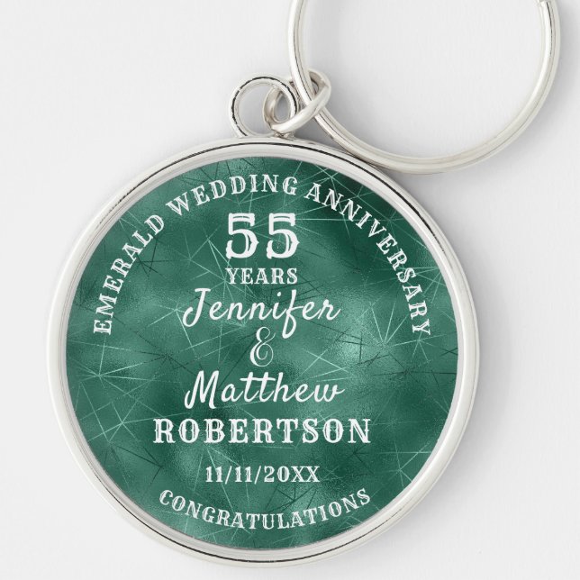 Porte-clés 55e MARIAGE ANNIVERSAIRE Émeraude Mariage modifiab (Devant)