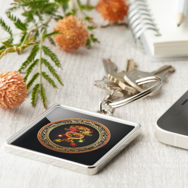 Porte-clés [600] Dragons rouges et jaunes (Côté)