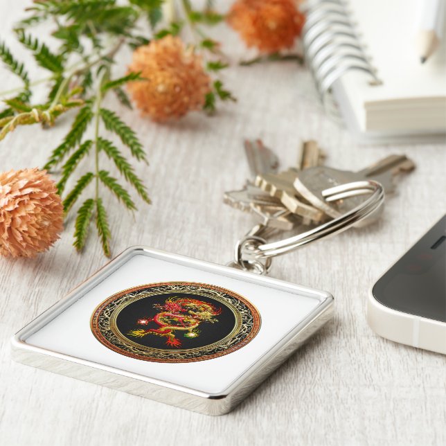 Porte-clés [600] Dragons rouges et jaunes (Côté)