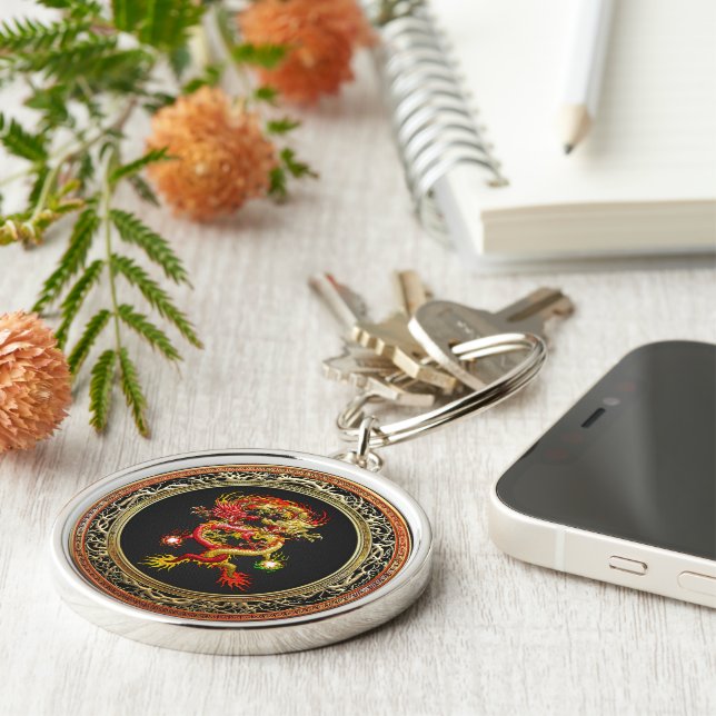 Porte-clés [600] Dragons rouges et jaunes (Côté)