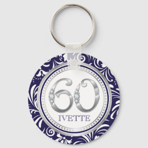 Porte-clés 60e anniversaire Porte - clé-Navy Blue & Silver
