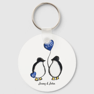 Porte-clés 65e saphir mariage anniversaire cadeau pingouin