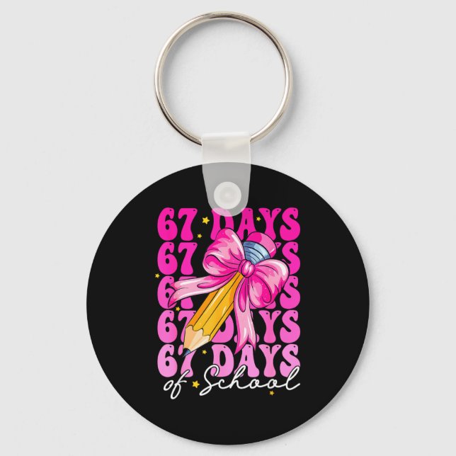 Porte-clés 67 Days Of School Girls Coquette Bow Pencil Teache (Recto)