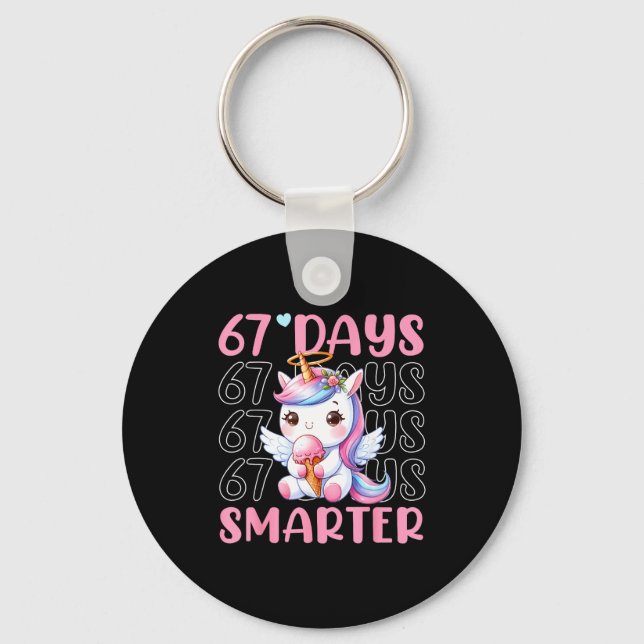 Porte-clés 67 Days Smarter Cute Unicorn 67th Day School Girls (Recto)