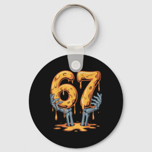Porte-clés 67 Drip Drôle de squelette Halloween 67 Mème Crème