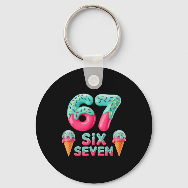 Porte-clés 67 Glace Dégoulinante Mème Drôle Six Sept Gen Alph (Recto)