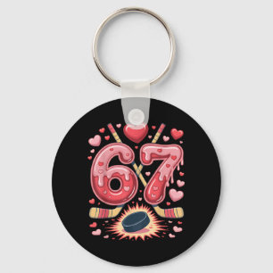 Porte-clés 67 Hockey cœur de la Saint-Valentin Design Cute Ic