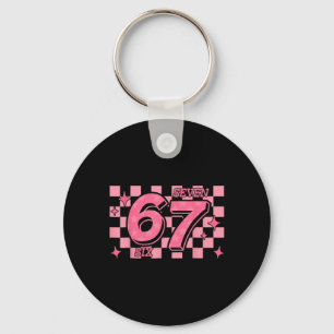 Porte-clés 67 Meme Six Seven à carreaux 