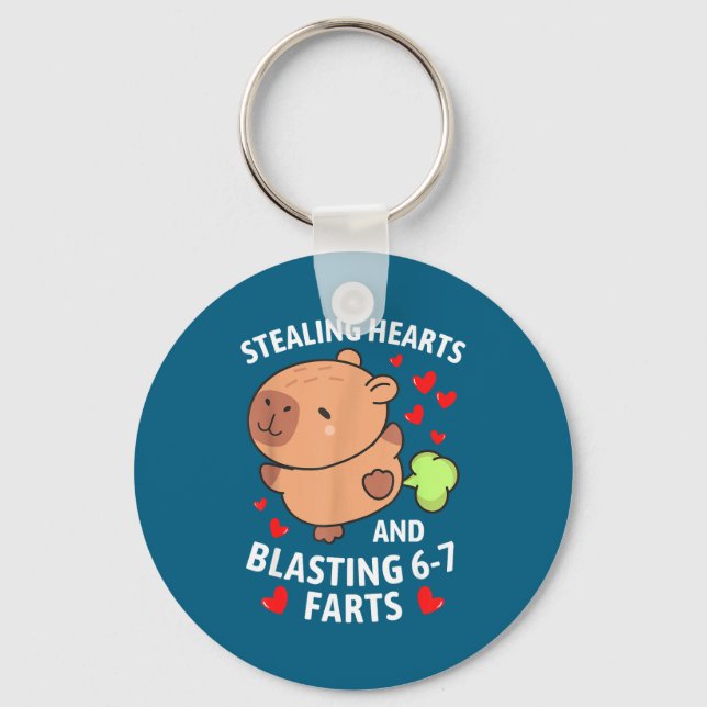 Porte-clés 67 Meme Stealing Hearts Valentine's Day Capybara K (Recto)