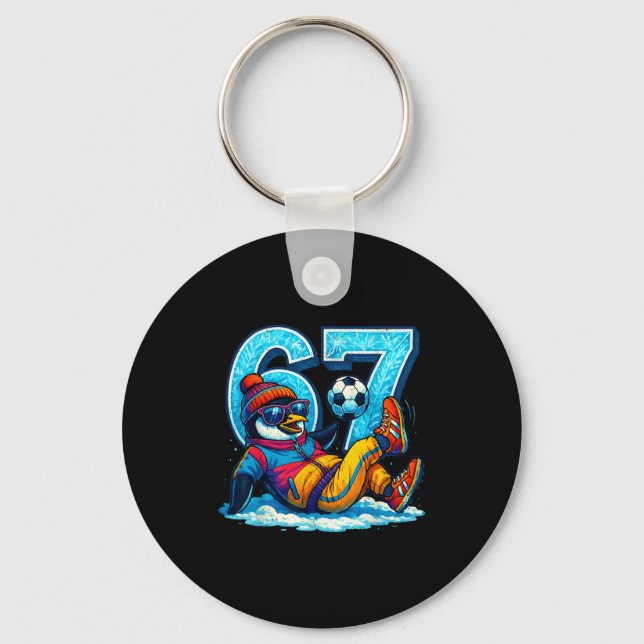 Porte-clés 67 Penguin Soccer Funny Winter Meme Gift  (Recto)