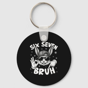 Porte-clés 67 Six Seven Bruh Lapin Mignon Visage Avec Lunette