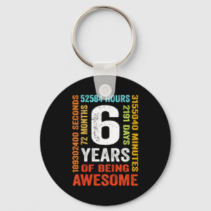 Porte-clés 6e anniversaire 6 ans vintage rétro 72 mois