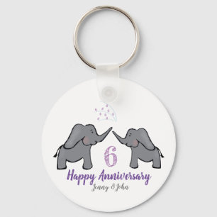 Porte-clés 6e anniversaire mariage de fer éléphant couple cad