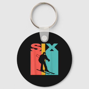 Porte-clés 6e anniversaire Retro Ski 6 ans Garçons Anniversai