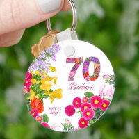 70e anniversaire fête moderne porte - clé floral