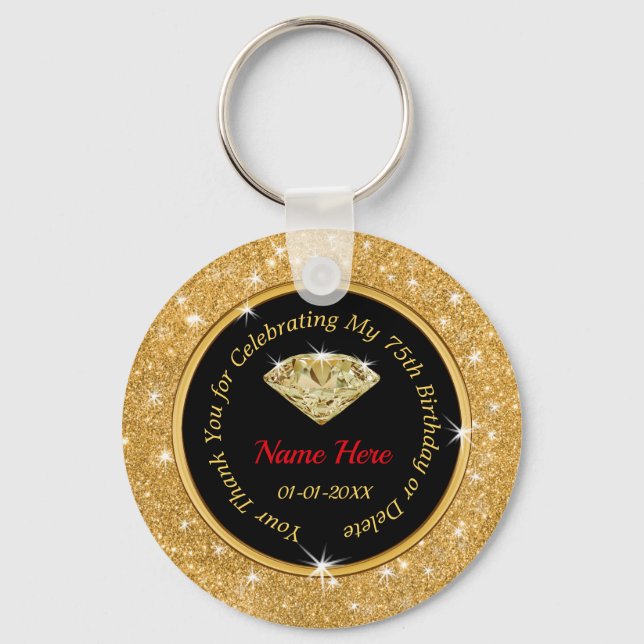 Porte-clés 75e anniversaire Souvenirs Idées Personnalisées po (Recto)