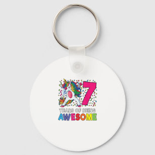 Porte-clés 7e anniversaire Dabbing Unicorn Party Don 7 ans Ol