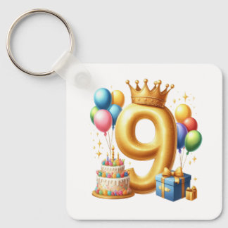 Porte-clés 9e anniversaire doré