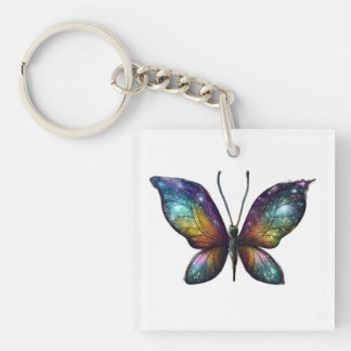 Porte-clés A colorful butterfly with galaxy-like wings is dep