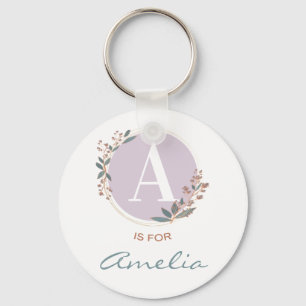 Porte-clés A est pour Amelia (ou Nom Personnalisé) Bébé Fille