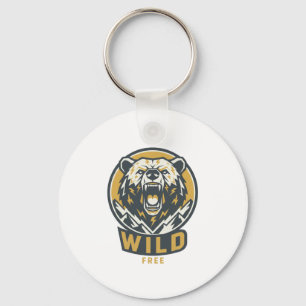 Porte-clés à l'emblème de l'ours WILD & FREE