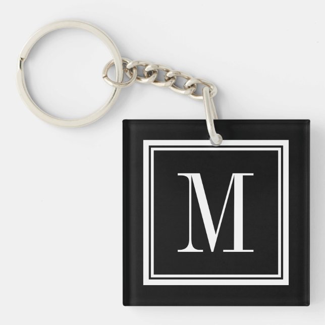 Porte-clés à monogramme avec fond de couleur perso (Devant)