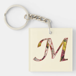 Porte-clés à motif floral Monogram M
