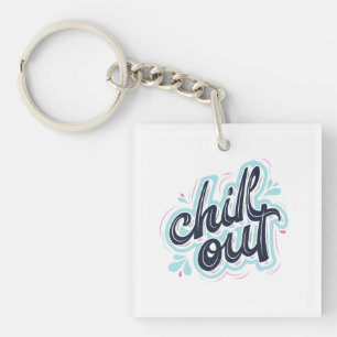 Porte-clés à typographie rétro "Chill Out"