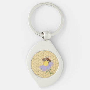 Porte-clés Abeille de miel sur fleur nid d'abeille porte - cl