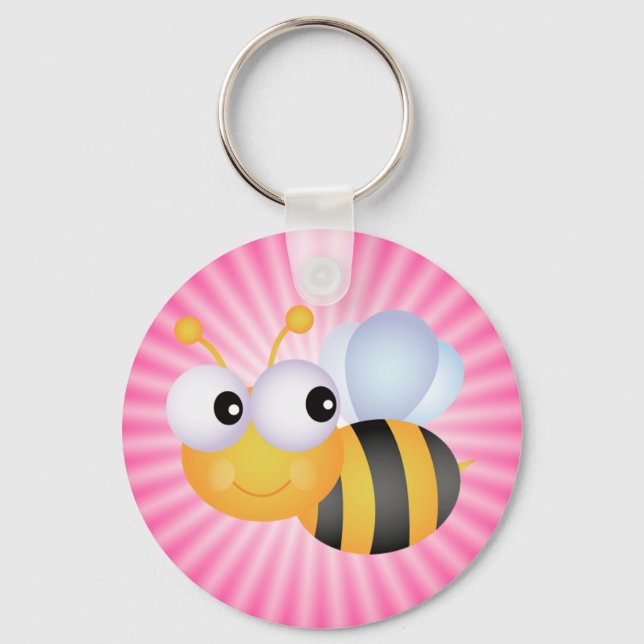 Porte-clés Abeille mignonne ; rose (Recto)