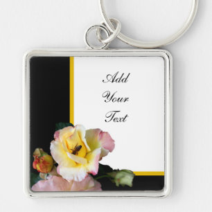 Porte-clés Abeille sur roses rose jaune Fleurs