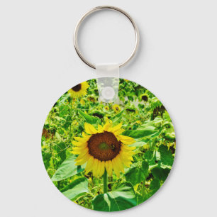 Porte-clés Abeille sur tournesol jaune