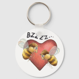Porte-clés Abeilles adorables et forme cardiaque