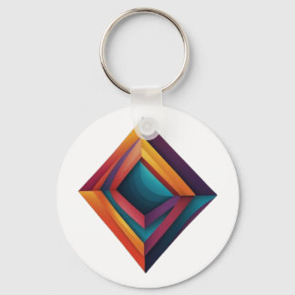 Porte-clés Abstract 3D Geometric Diamond Gradient Art