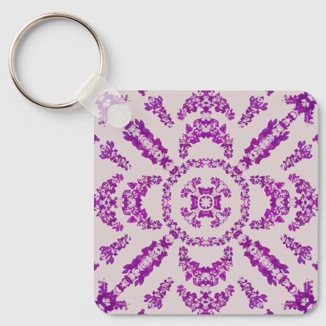 Porte-clés Abstract Purple Orchid Flower Design Pattern Art (Recto)
