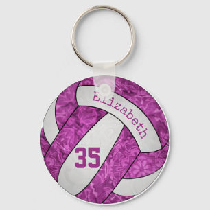Porte-clés abstrait artsy magenta rose volleyball personnalis
