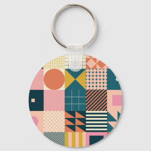 Porte-clés Abstrait géométrique moderne : Conception colorée