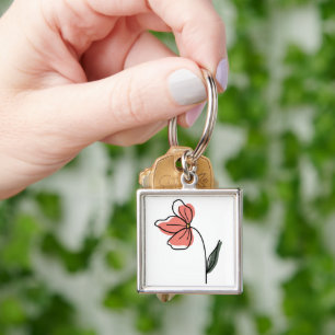Porte-clés Abstrait minimaliste Fleurs porte - clé
