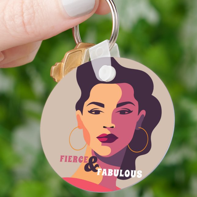 Porte-clés Abstraite femme Portrait FIERCE & FABULOUS Moderne (Créateur téléchargé)
