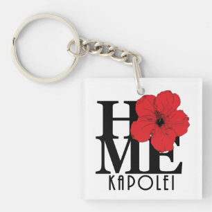 Porte-clés ACCUEIL Kapolei Hawaii Hibiscus rouge
