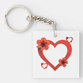 Porte-clés Acrylic Keychain with Red Heart – Minimalist Style